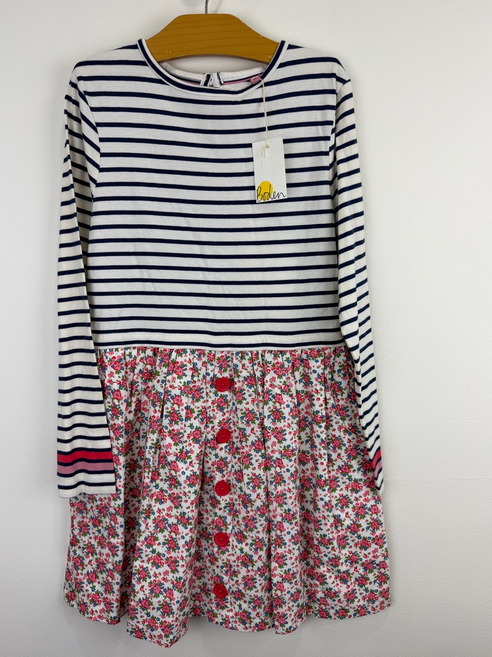 Mini Boden Girls 9-10Y Striped Floral Cotton Dress NWT Cottagecore